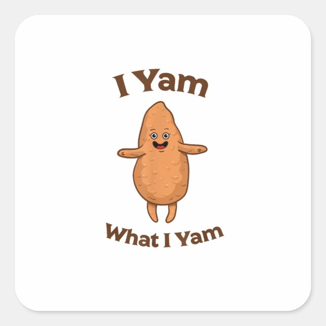 I Yam What I Yam Dancing Sweet Potato Festive Square Sticker (Front)