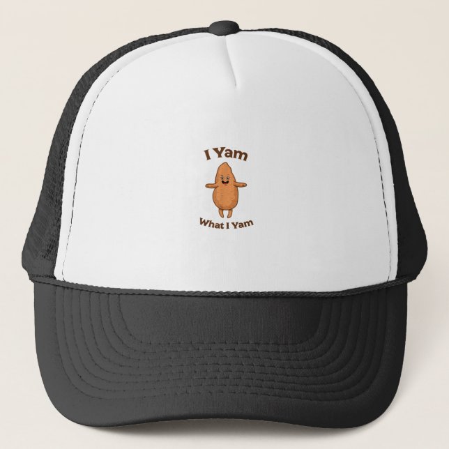 I Yam What I Yam Dancing Sweet Potato Festive Trucker Hat (Front)