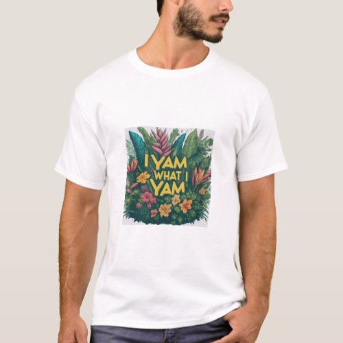 I Yam What I Yam declares in a playful rainbow s T_Shirt