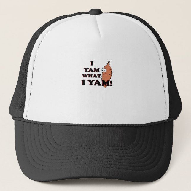 I Yam What I Yam Funny Meme Humor Trucker Hat (Front)