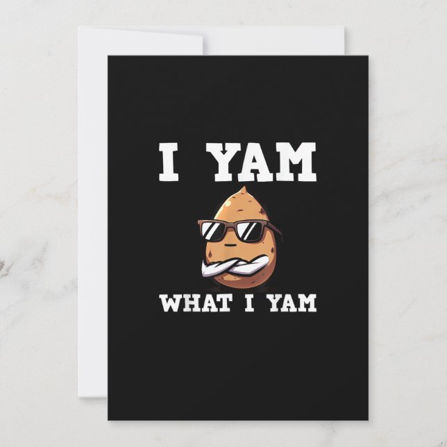 I Yam What I Yam Humorous V-Neck Holiday Card (Front)