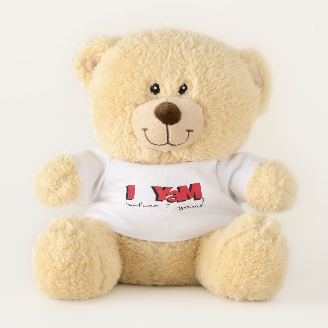 "I Yam What I Yam/RED" Sherman Teddy Bear (Front)