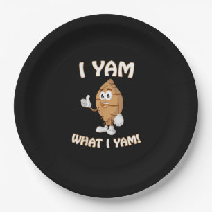 I Yam What I Yam Shirt Funny Thanksgiving Food Pun Paper Plates