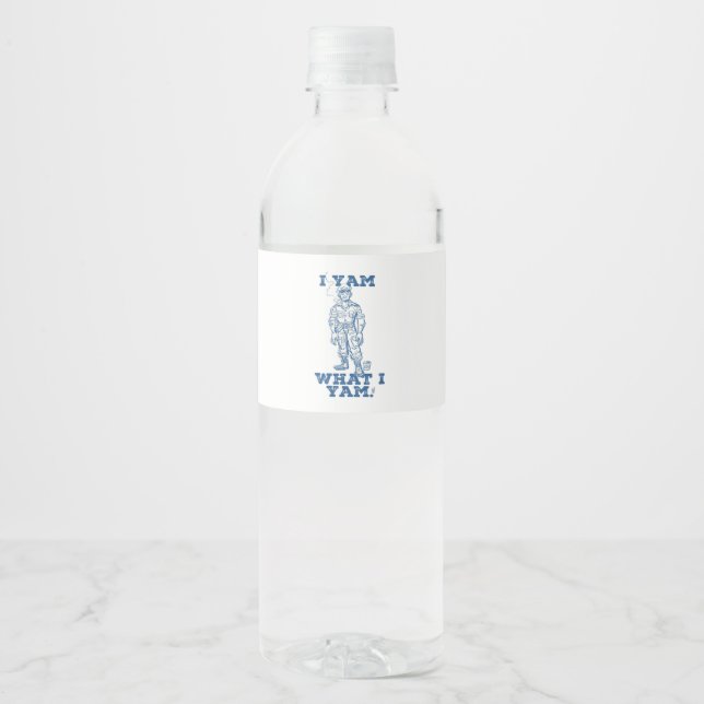 I Yam What I Yam Sketch Linework Minimal Touch Water Bottle Label (Front)