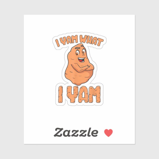 I Yam What I Yam Sweet Potato Funny Thanksgiving Sticker (Sheet)