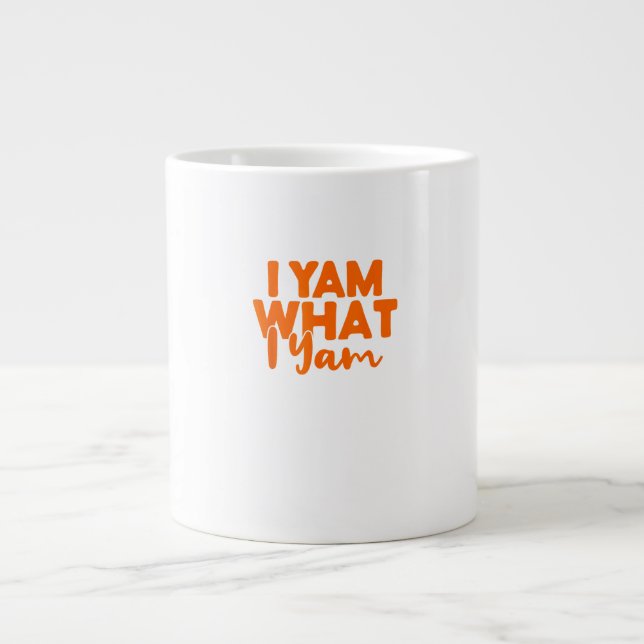 I Yam What I Yam Sweet Potato Thanksgiving Couple  Giant Coffee Mug (Front)
