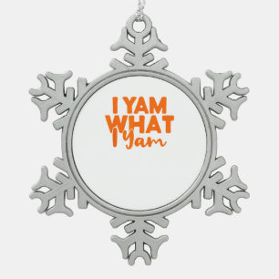 I Yam What I Yam Sweet Potato Thanksgiving Couple Snowflake Pewter Christmas Ornament