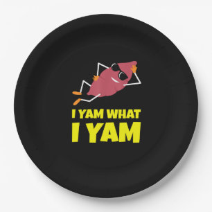 I Yam What I Yam Sweet Potato Thanksgiving Sloth D Paper Plates