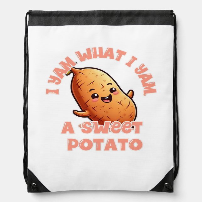 I Yam What I Yam Sweet Potato Warm Cozy Tone Drawstring Bag (Front)