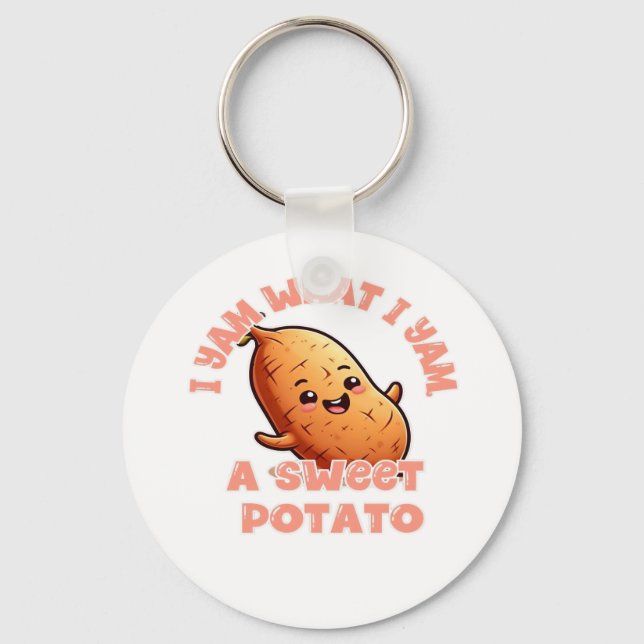 I Yam What I Yam Sweet Potato Warm Cozy Tone Keychain (Front)