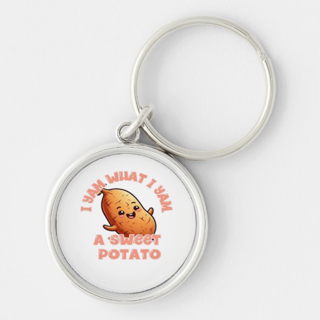 I Yam What I Yam Sweet Potato Warm Cozy Tone Keychain (Front)