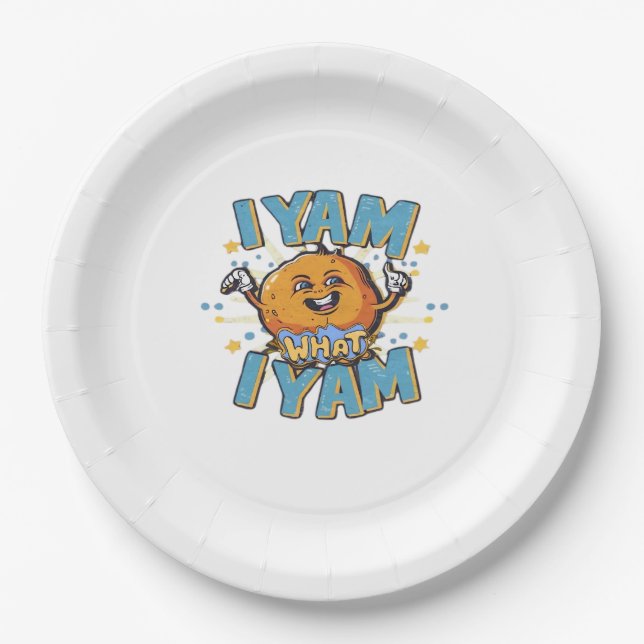 I Yam What I Yam Thanksgiving Cozy Vibe Paper Plates (Front)