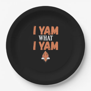 I Yam What I Yam Thanksgiving Turkey Day Funny Paper Plates