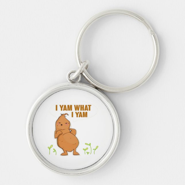I Yam What I Yam Trendy Simple Mood Keychain (Front)