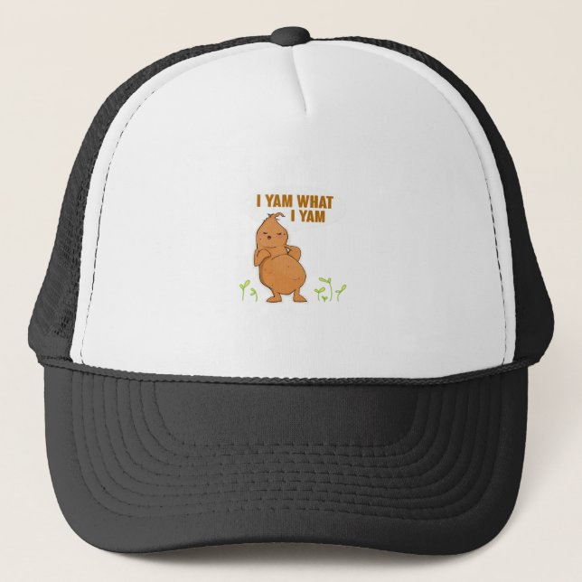 I Yam What I Yam Trendy Simple Mood Trucker Hat (Front)
