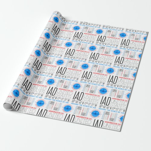 IAD Washington DC Travel The World By Air Pattern Wrapping Paper
