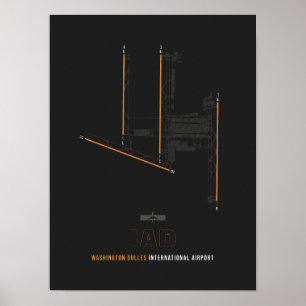 IAD - Washington Dulles Airport Runway Diagram Art Poster