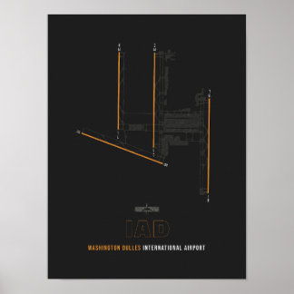 IAD - Washington Dulles Airport Runway Diagram Art Poster