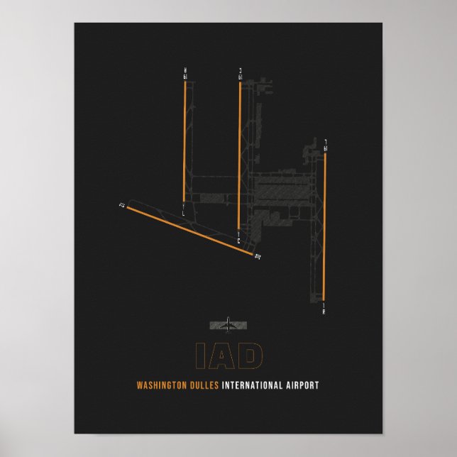 IAD - Washington Dulles Airport Runway Diagram Art Poster (Front)