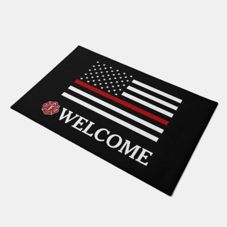 Iaff / Firefighter Thin Red Line Doormat