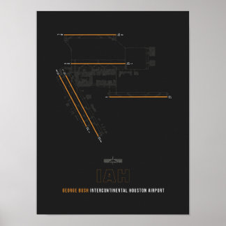 IAH - Houston Airport Runway Diagram Art Poster