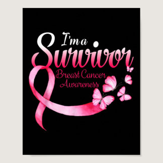 I'am Survivor Breast Cancer Awareness With Pink Ri Poster