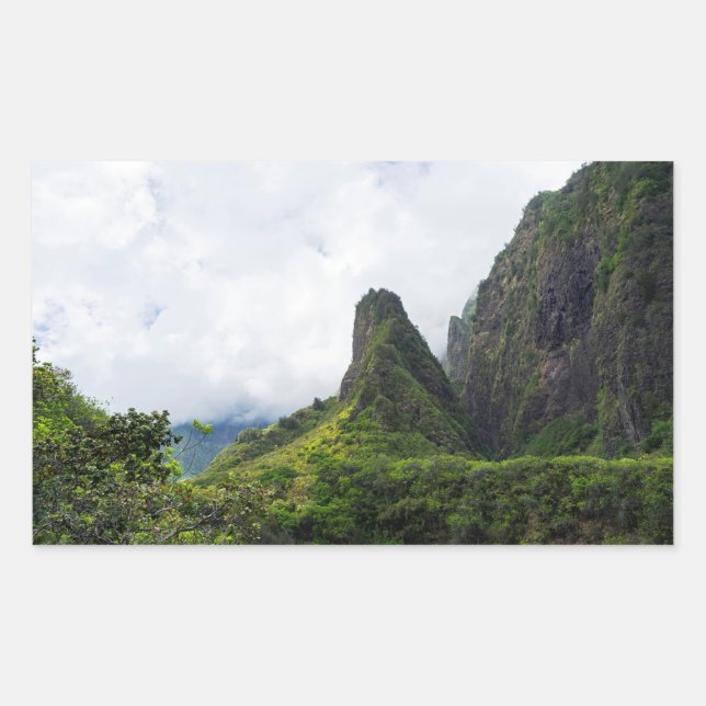 iao needle state monument in maui hawaii rectangular sticker (Front)