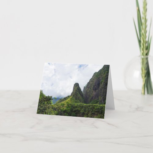 iao needle state monument in maui hawaii thank you card