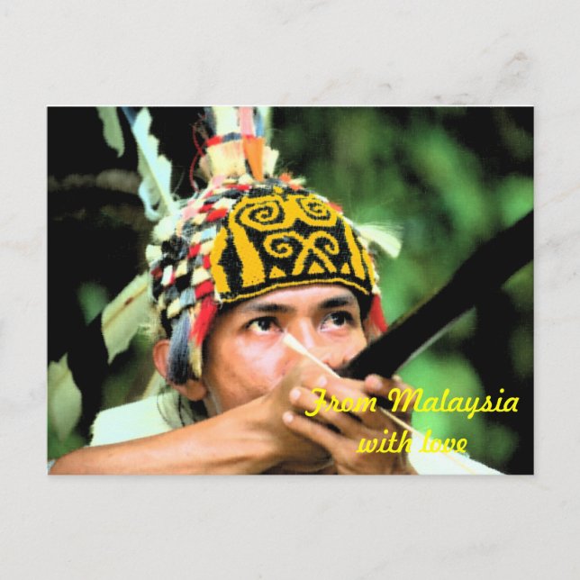 Iban Warrior with blowpipe Postcard (Front)