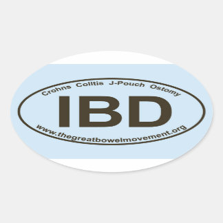 IBD - Crohns Colitis - Oval Sticker - Blue/Brown
