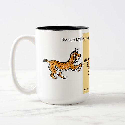 Iberian lynx _Wildlife warrior _ Nature_ Yellow Two_Tone Coffee Mug