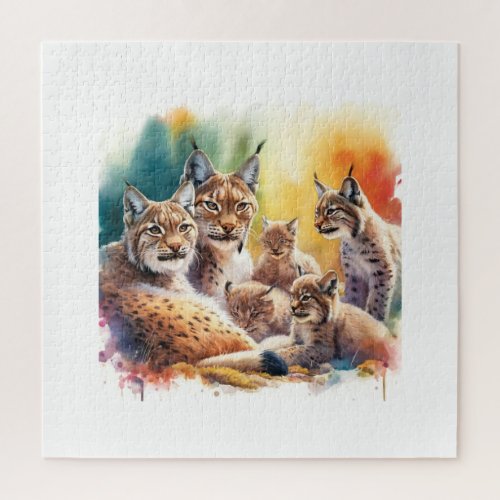 Iberian Lynxes 270524AREF108 _ Watercolor Jigsaw Puzzle