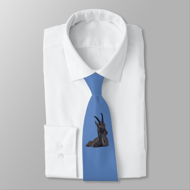 Ibex Goat Animal Art  Neck Tie (Tied)