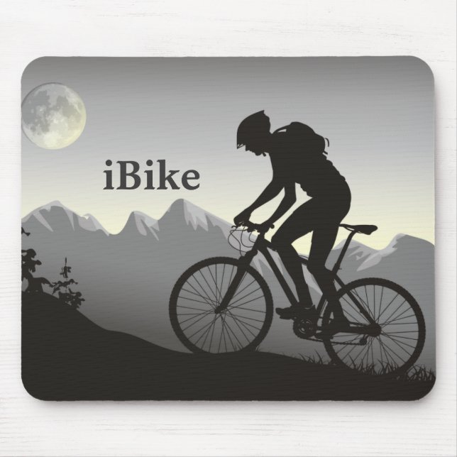 iBike Silhouette Mountain Bike Moon n Mountains Mouse Pad (Front)