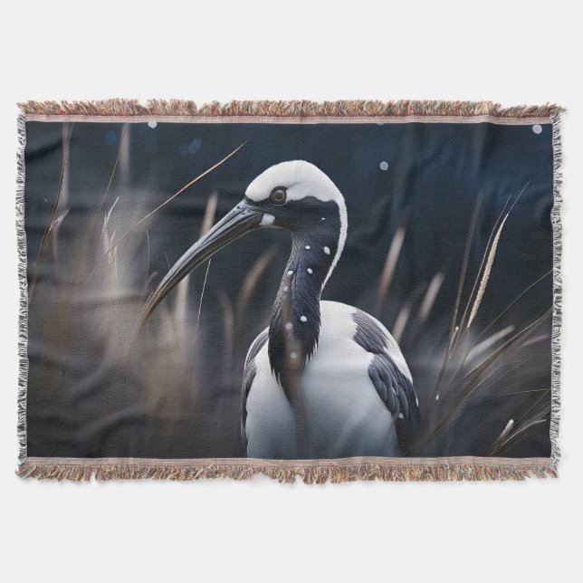 Ibis at midnight throw blanket (Front)