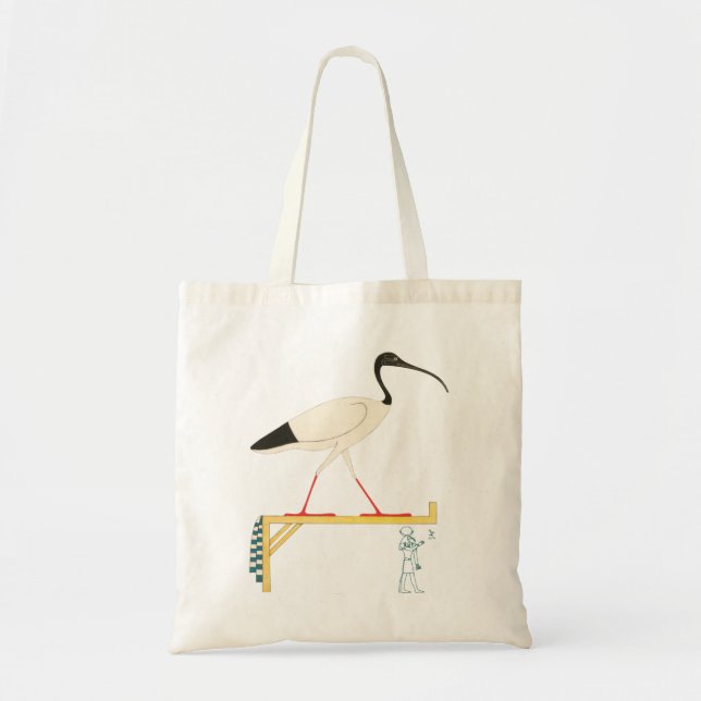 Ibis Illustration & Thoth Hieroglyphic T-Shirt Tote Bag (Front)