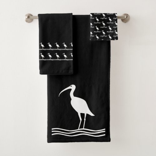 Ibis waterbird bathroom bath towel set