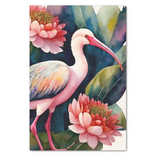 Ibis Watercolor Floral Portrait Tissue Paper