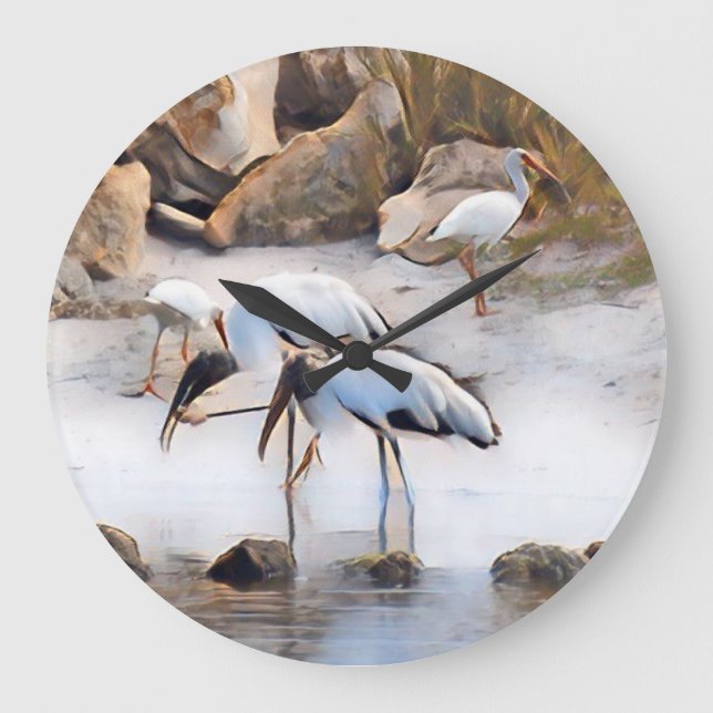 Ibis & Wood Storks Large Clock (Front)