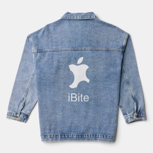 iBite Apple Biter Computer iPhone iPad Luv Love  Denim Jacket
