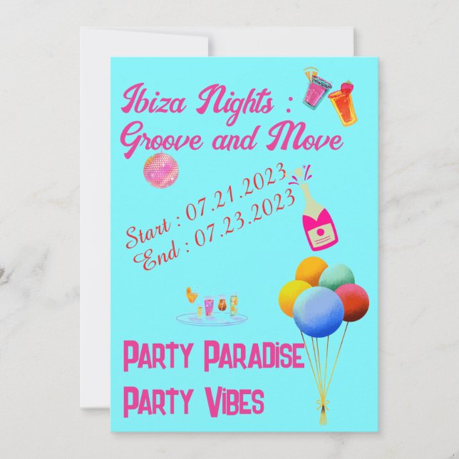 Ibiza Bachelorette Party Invitation (Front)