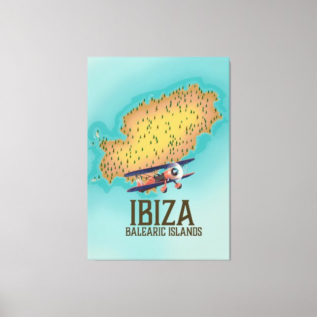 Ibiza Balearic islands map poster Canvas Print (Front)