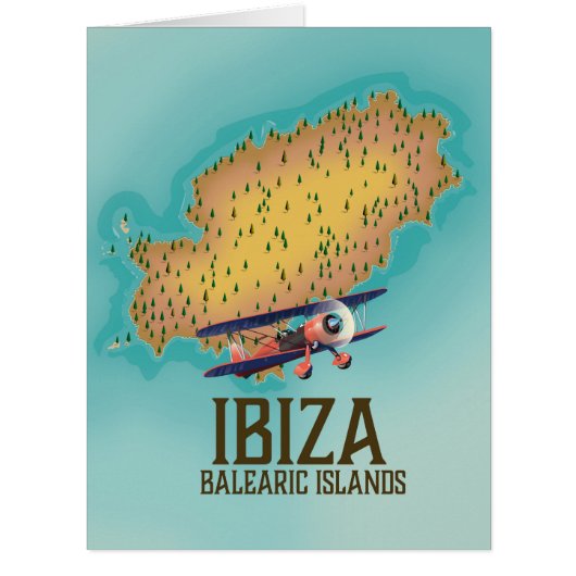 Ibiza Balearic islands map poster Cards (Front)