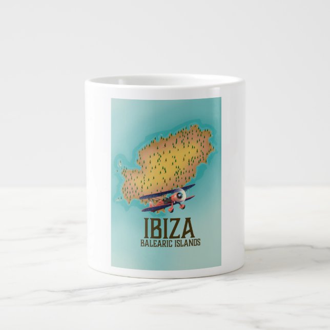Ibiza Balearic islands map poster Giant Coffee Mug (Front)