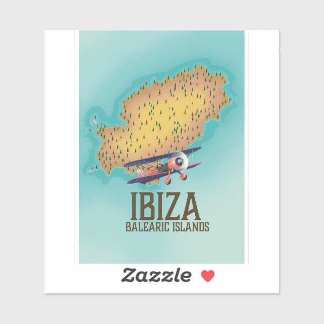 Ibiza Balearic islands map poster Sticker (Sheet)