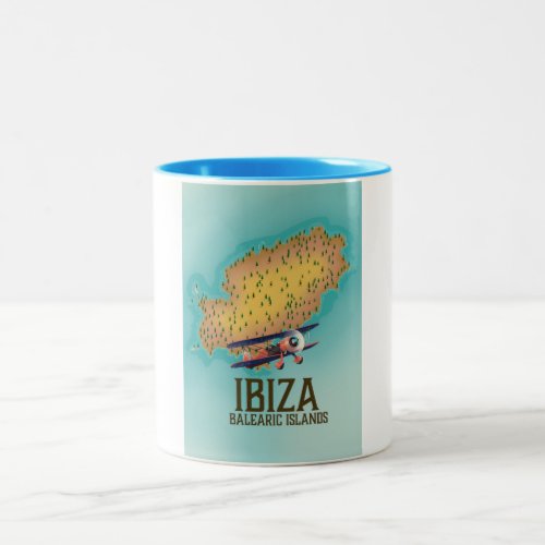 Ibiza Balearic islands map poster Two_Tone Coffee Mug