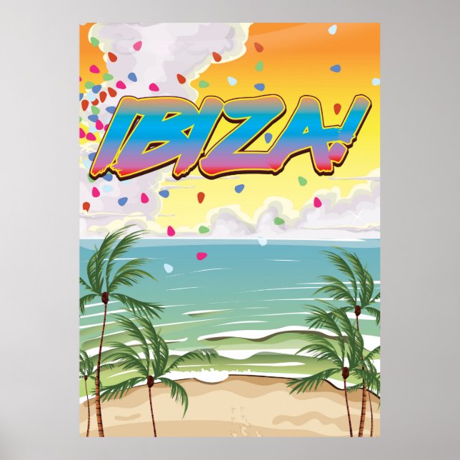 Ibiza beach Party travel poster (Front)