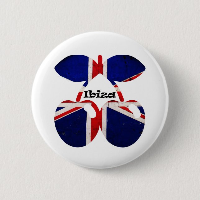 Ibiza Cherries 6 Cm Round Badge Button (Front)