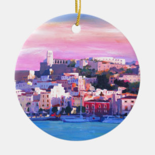 Ibiza Eivissa Old Town And Harbour Pearl Ceramic Ornament