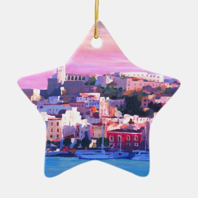 Ibiza Eivissa Old Town And Harbour Pearl Ceramic Ornament (Front)